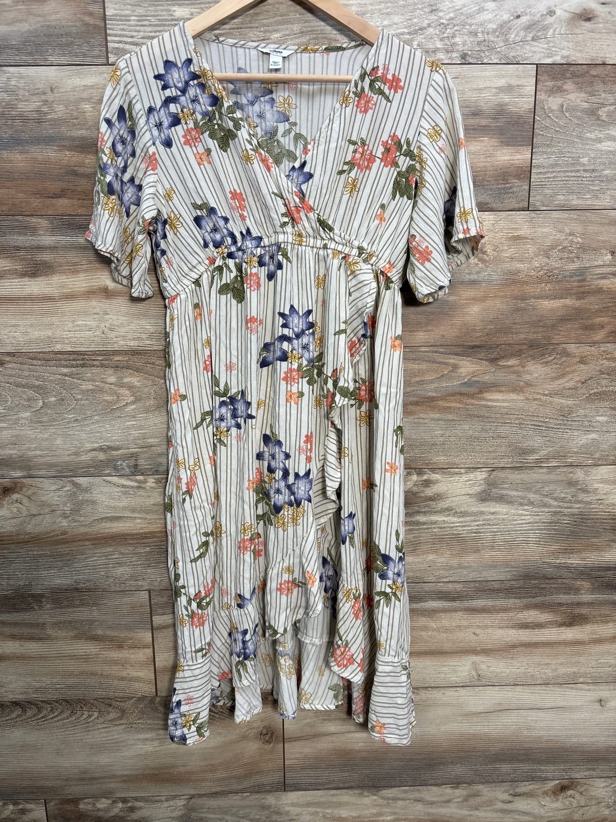 Sonoma Maternity Floral Ruffled Dress Oatmeal sz Small