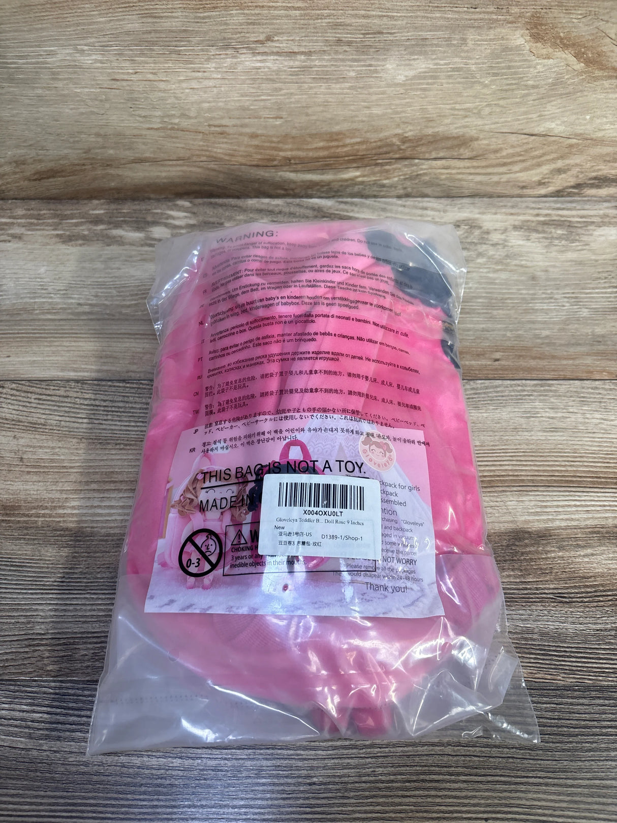 NEW Gloveleya Curly Hair Plush Doll Backpack Pink