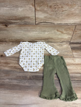 Daisy Fuentes 2pc Floral Bodysuit & Ribbed Bottoms White sz 0-3m