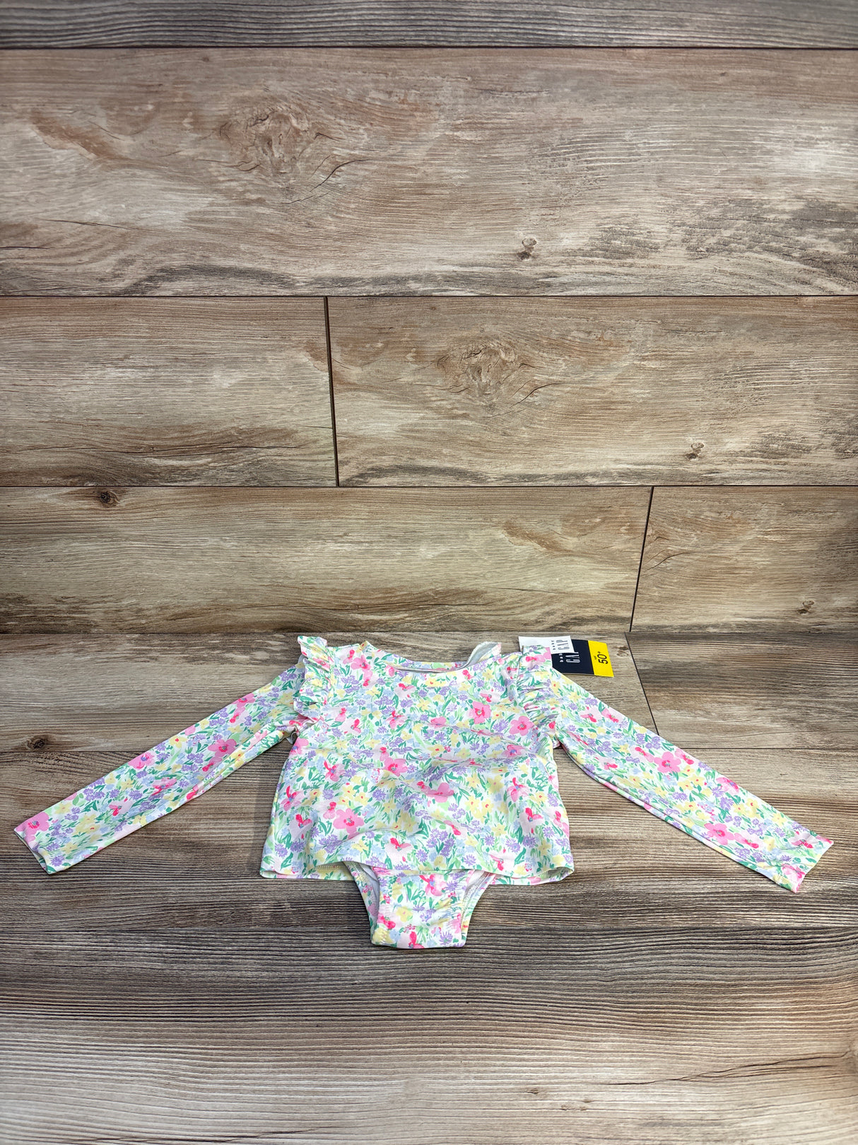 NEW Baby Gap 2pc Floral Rash Guard Top & Bikini Bottoms Set White sz 3T