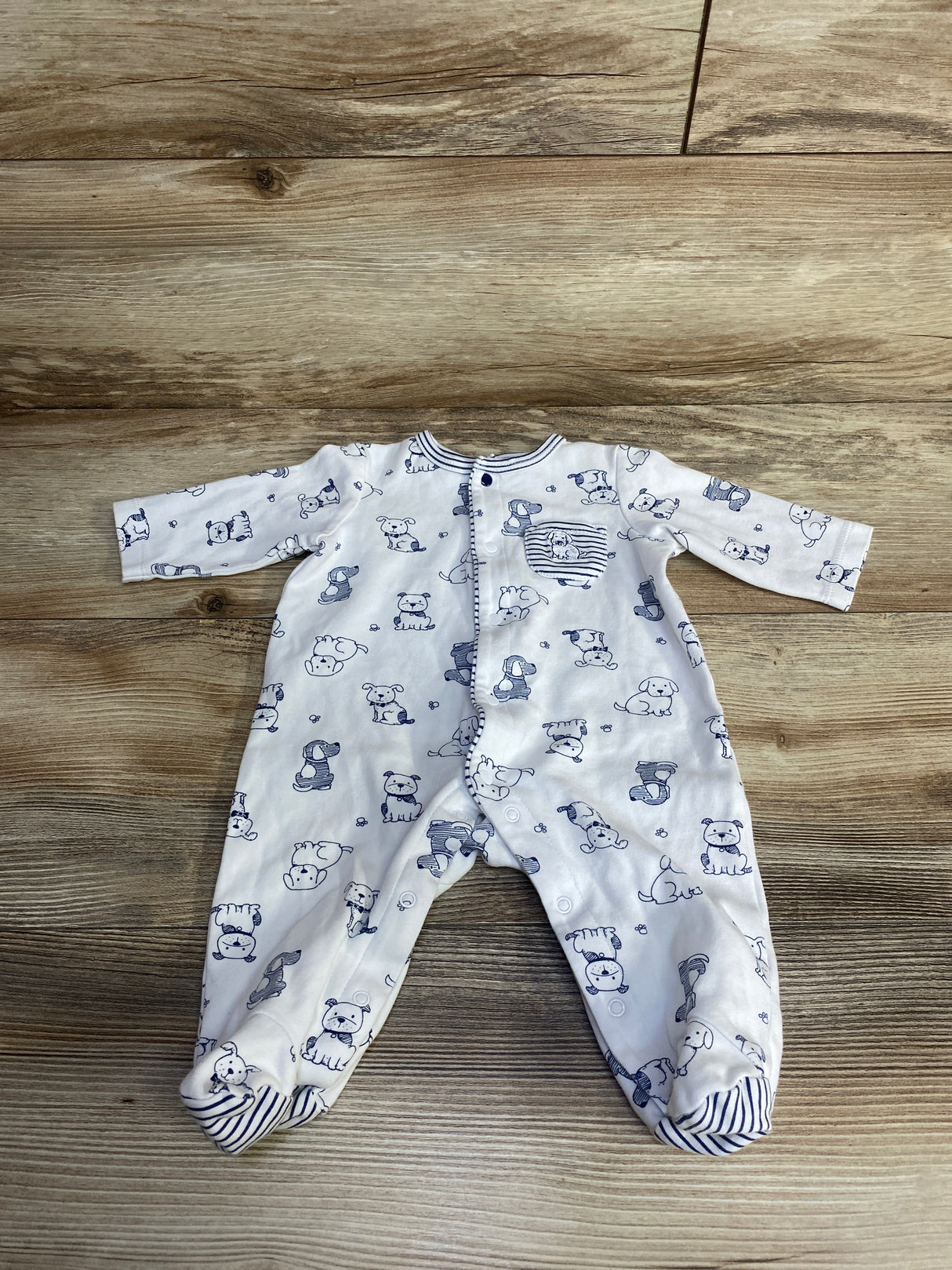 Little Me Dog Print Sleeper White sz 3m