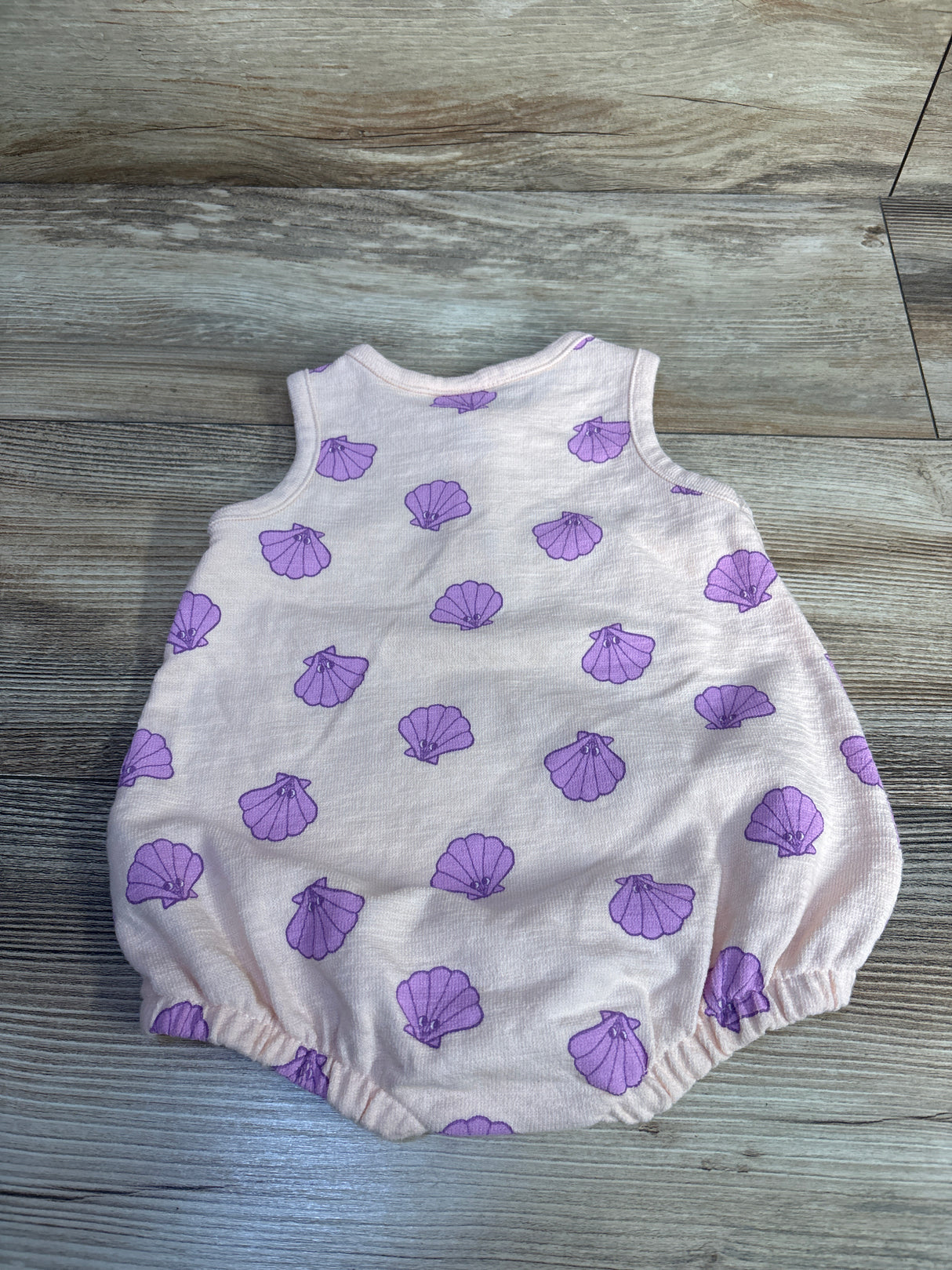 Cat & Jack Shell Print Henley Bubble Romper Pink sz 3-6m