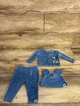 Disney Baby 3pc Set Velour Mickey Mouse Shirt, Pants, & Hat Blue sz 0-3m