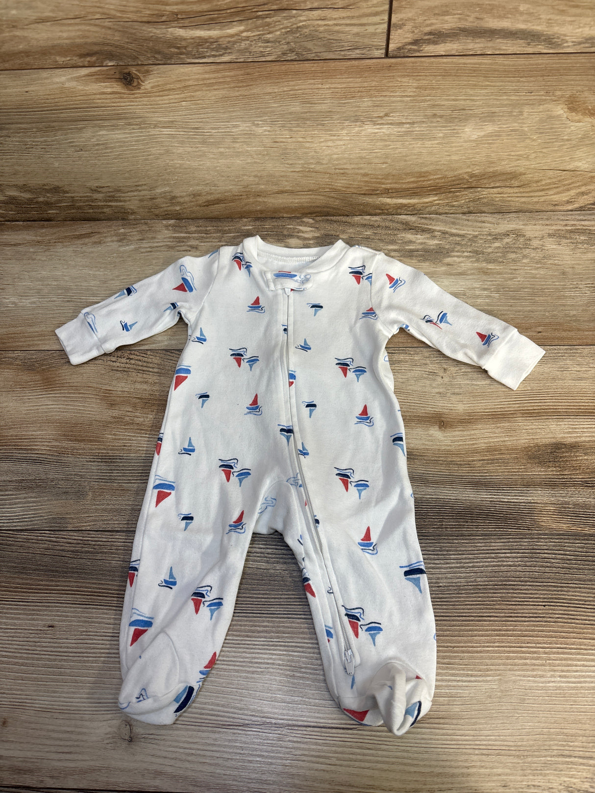 Just One You Boat Print Sleeper White sz 3m