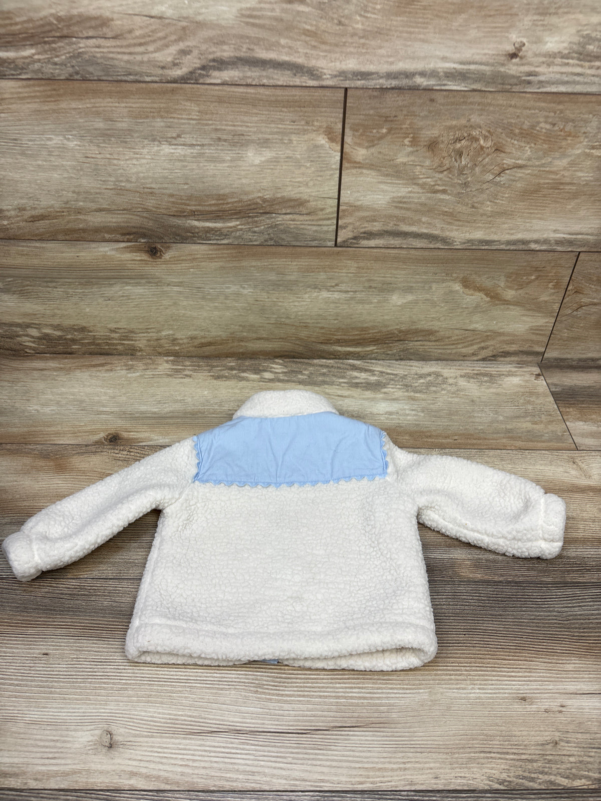 Old Navy Embroidered Button-Up Sherpa Jacket White sz 6-12m