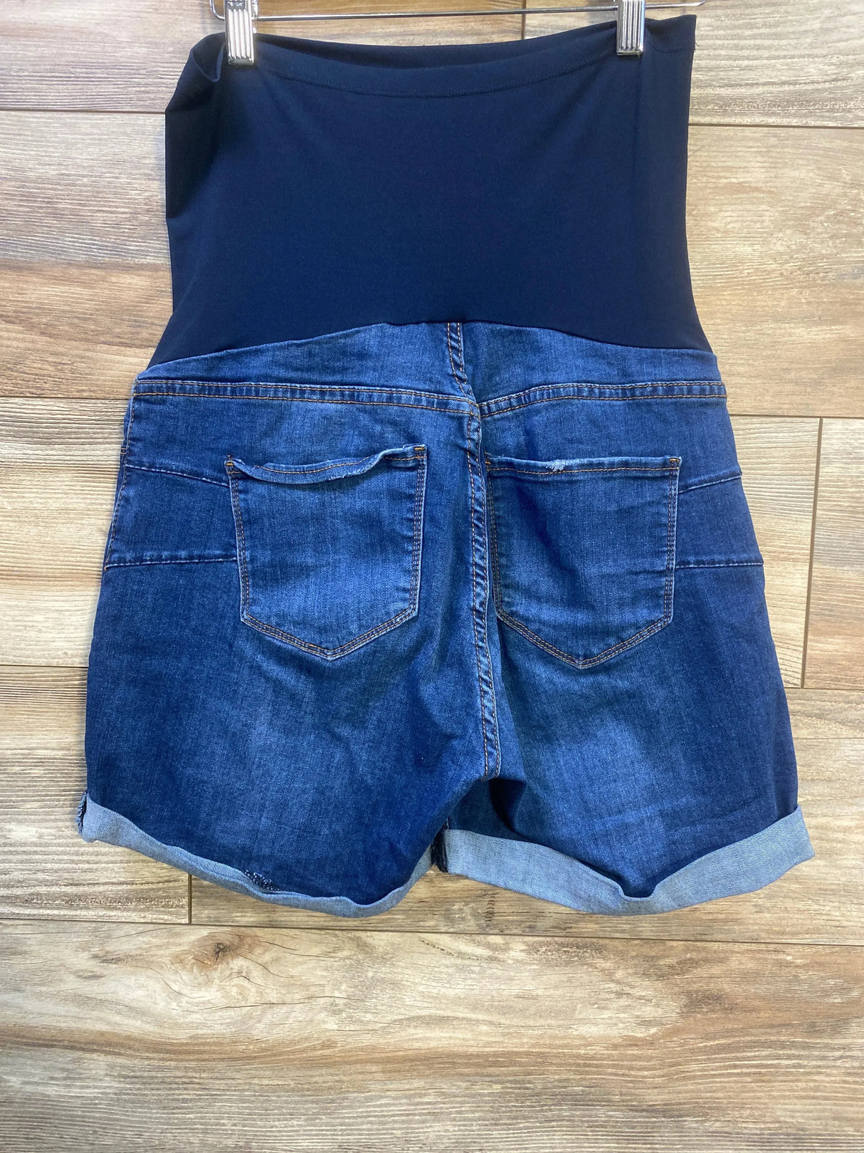 SONG Maternity Blue Full Panel Denim Shorts sz Large