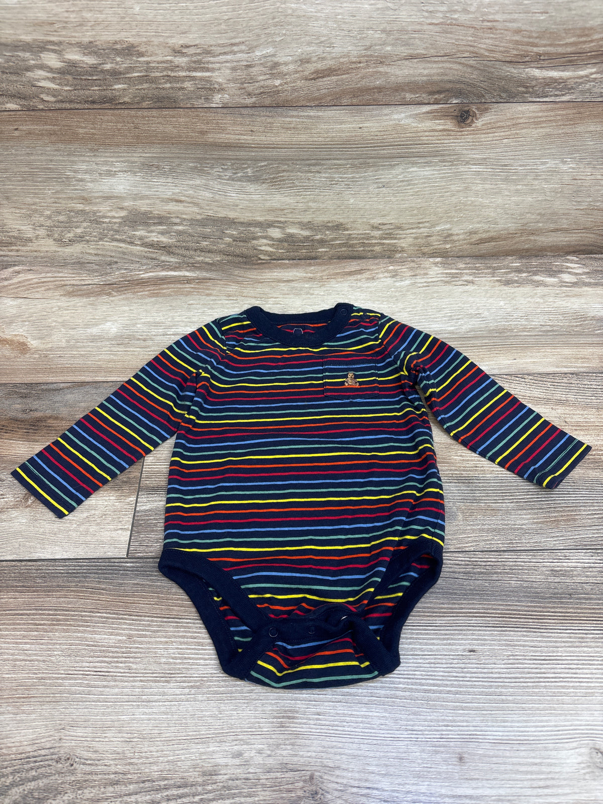 Baby Gap Long Sleeve Striped Pocket Bodysuit Navy sz 12-18m