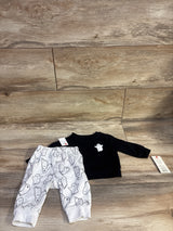 NEW Cat & Jack 2pc Ghost Sweatshirt & Jogger Set Black sz 0-3m