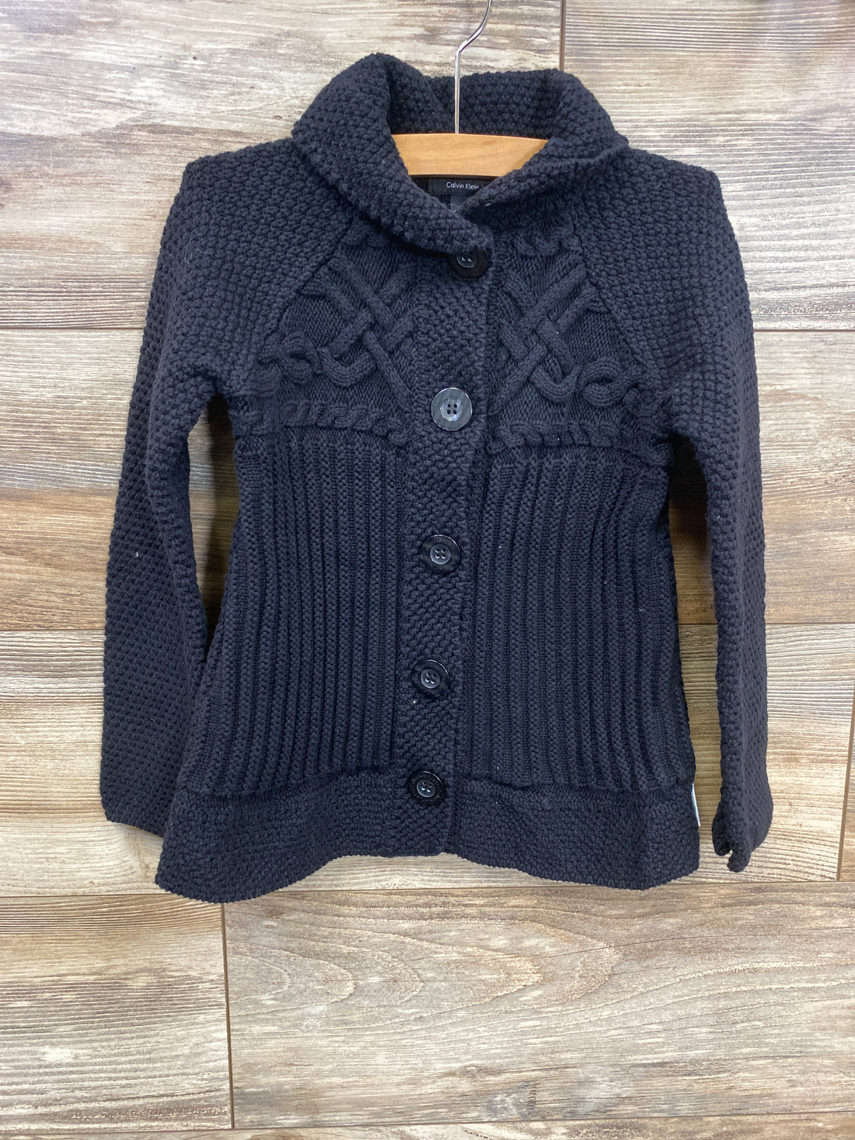 Calvin Klein Cable Knit Sweater Knit Cardigan Black sz 5T