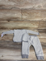 NEW Just One You 2pc Striped Chunky Knit Penguin Sweater & Bottoms Set Grey sz 9m