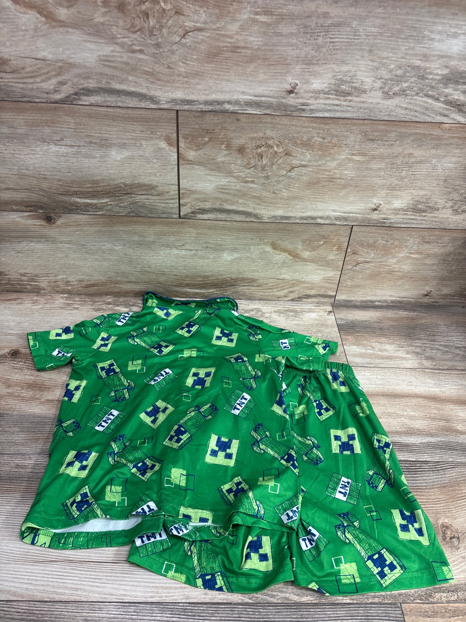 Minecraft Creeper 2pc Coat Style Pajama Set Green sz 4/5T