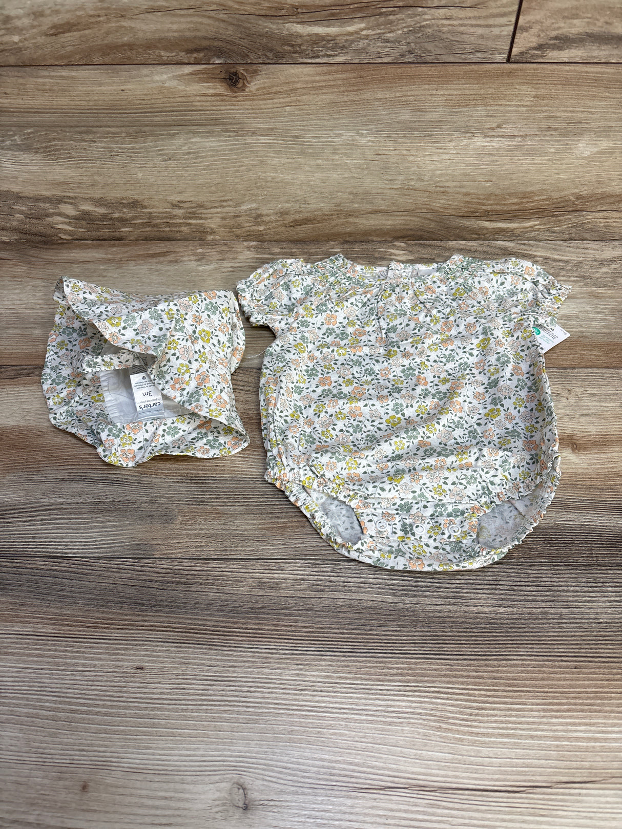 NEW Just One You 2pc Floral Romper & Hat White sz 3m
