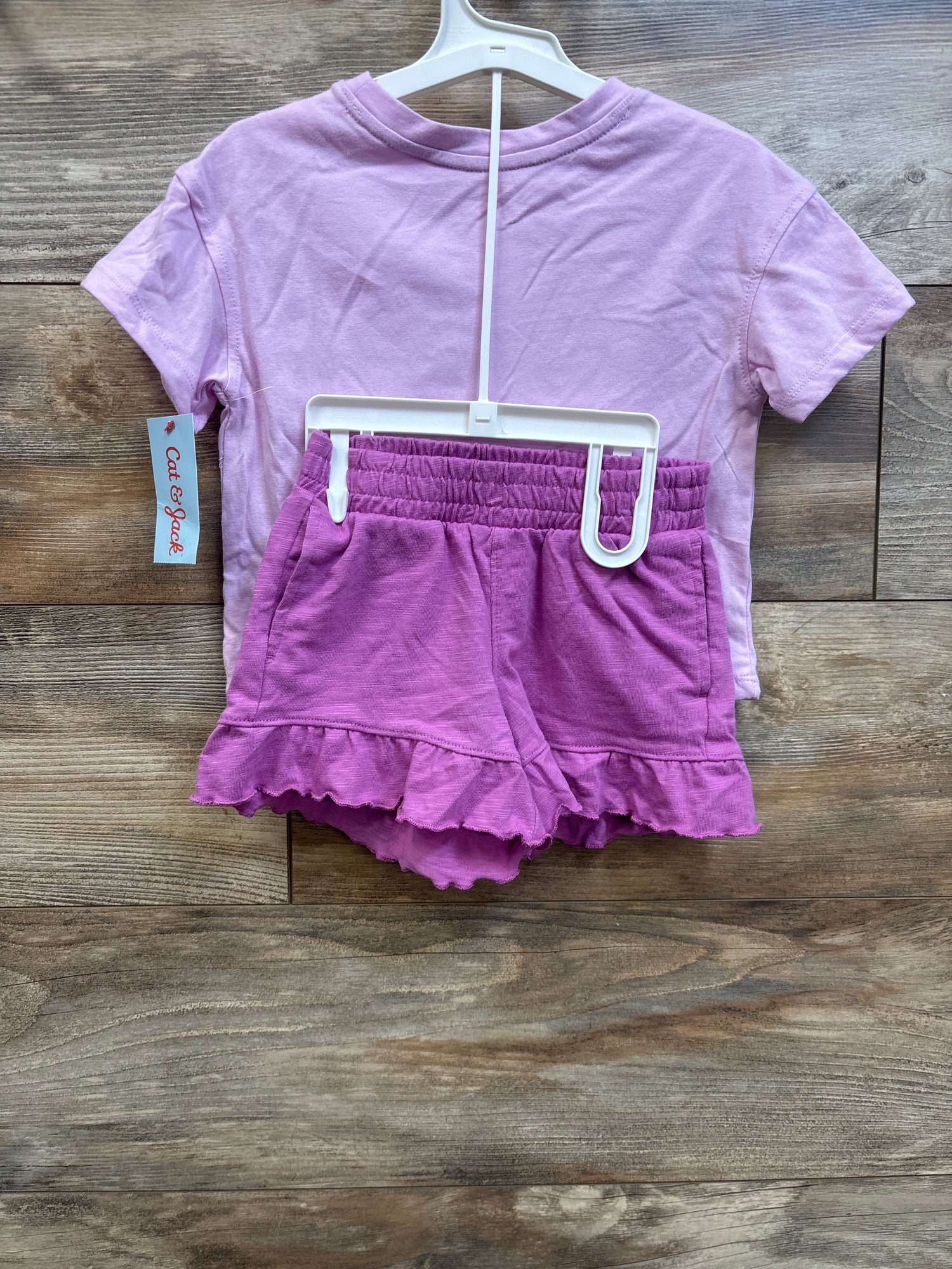 NEW Cat & Jack 2pc Beach Grid T-Shirt & Shorts Set Lilac sz 4T