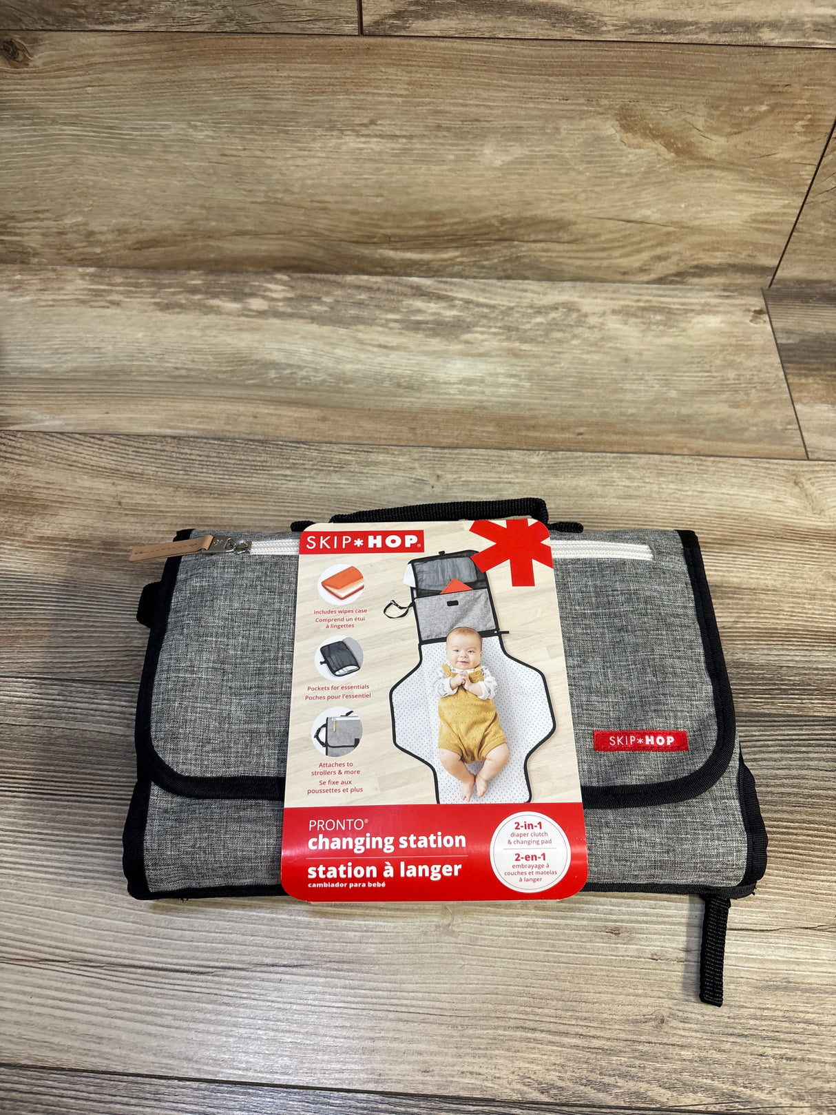 NEW Skip Hop Portable Baby Changing Pad, Pronto, Grey Melange