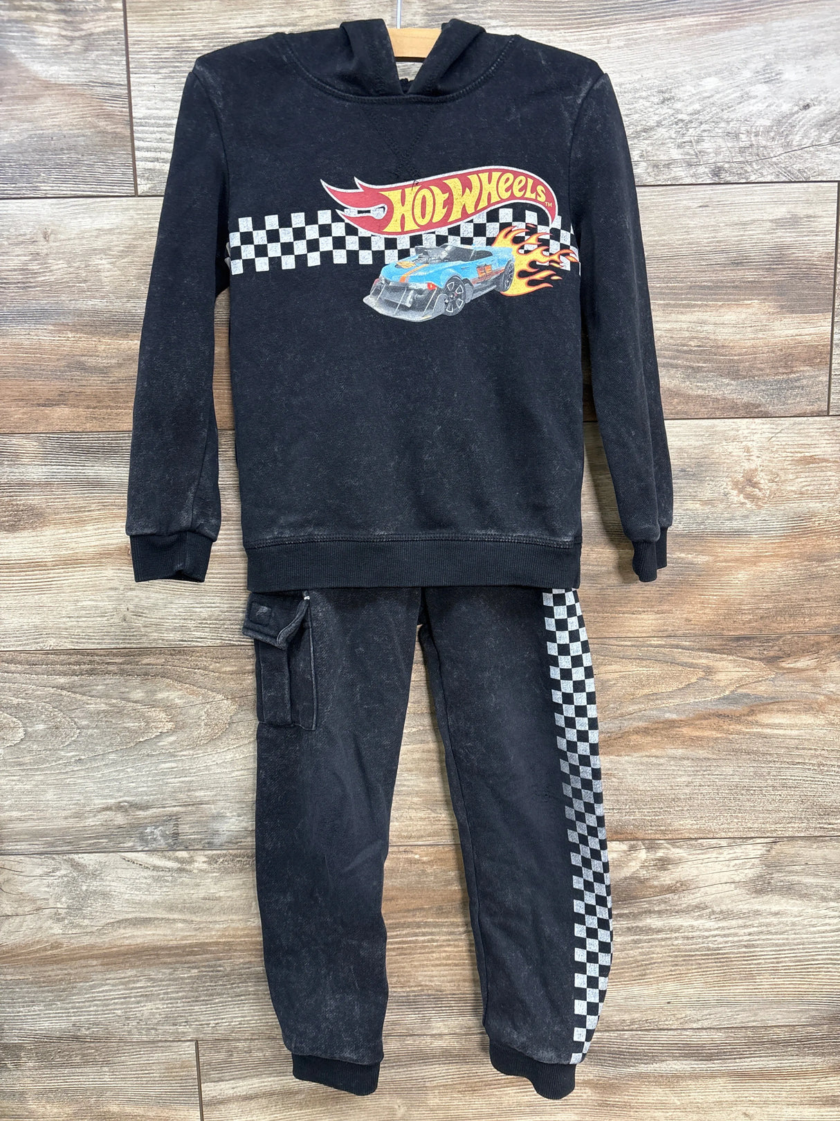 Hot Wheels 2pc Pull Over Hoodie & Joggers Black sz 5T