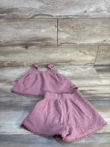 Rabbit & Bear Organic 2pc Gauze Swiss Dot Top & Skirt Set Mauve sz 5T