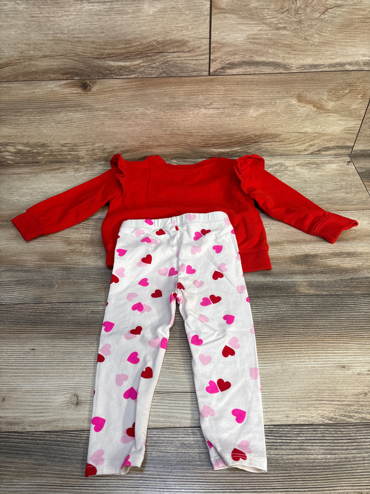 Cat & Jack 2pc Love Print Sweatshirt & Bottoms Set Red sz 18m
