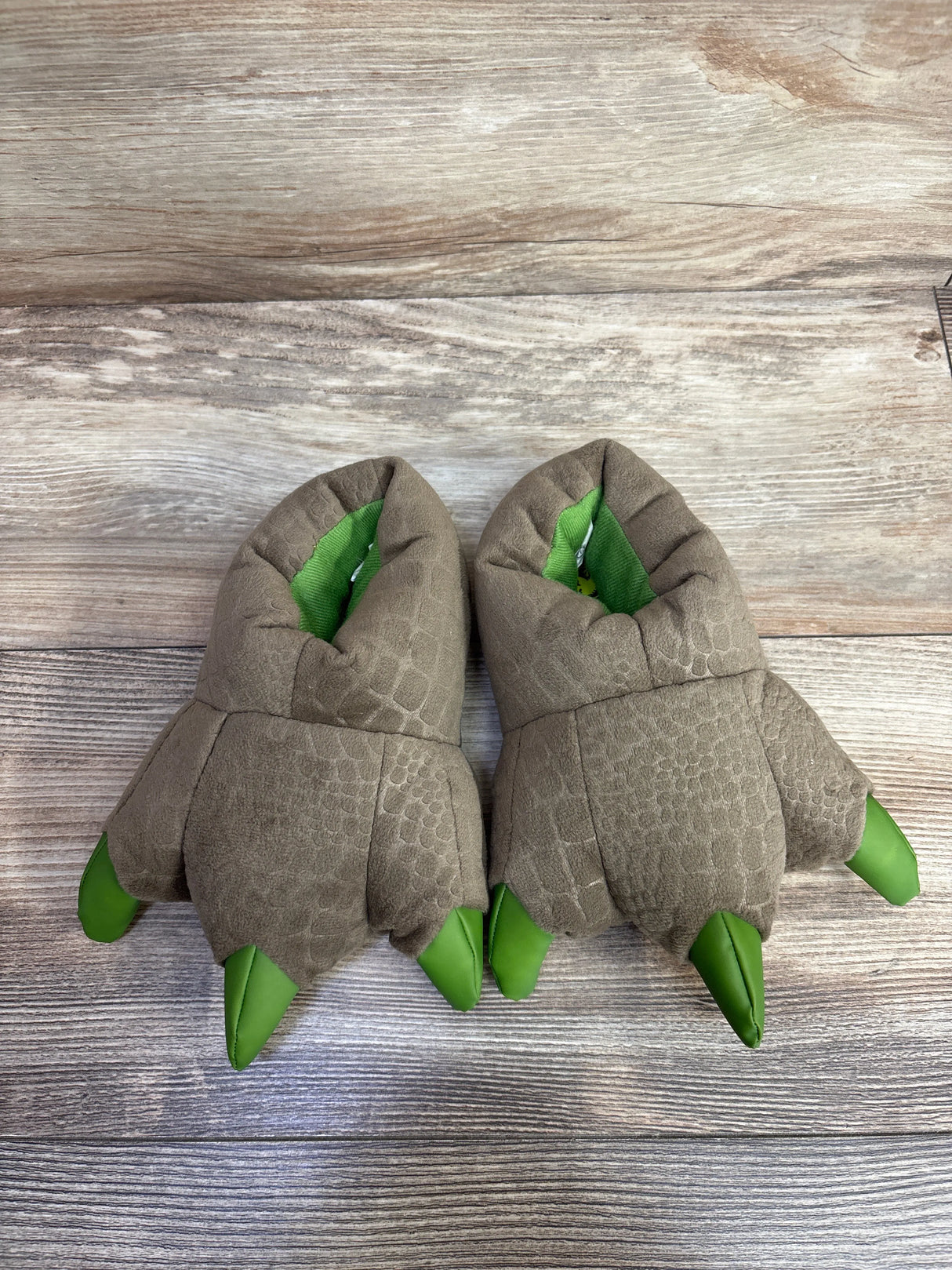 Jurassic World Dinosaur 3D Claw Feet Plush Slippers Brown sz 7/8c