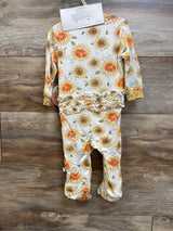 NEW Milkberry 2pc Bamboo Pumpkin Ruffle Footie & Headband Set White sz 6-9m