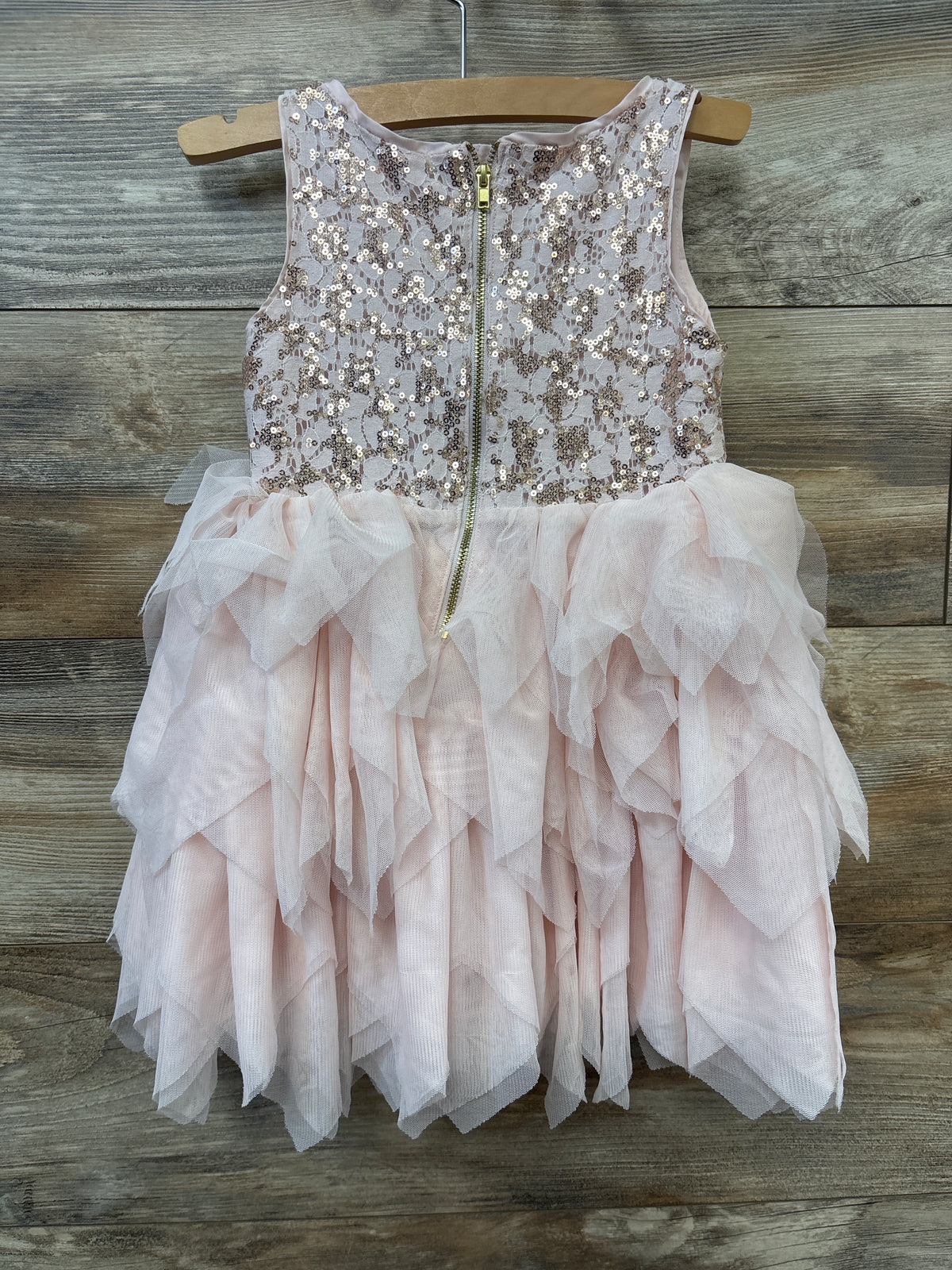 H&M Sleeveless Sequin Layered Tulle Dress Pink sz 3-4T