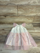 H&M Tulle Metallic Heart Print Dress Pink sz 18m