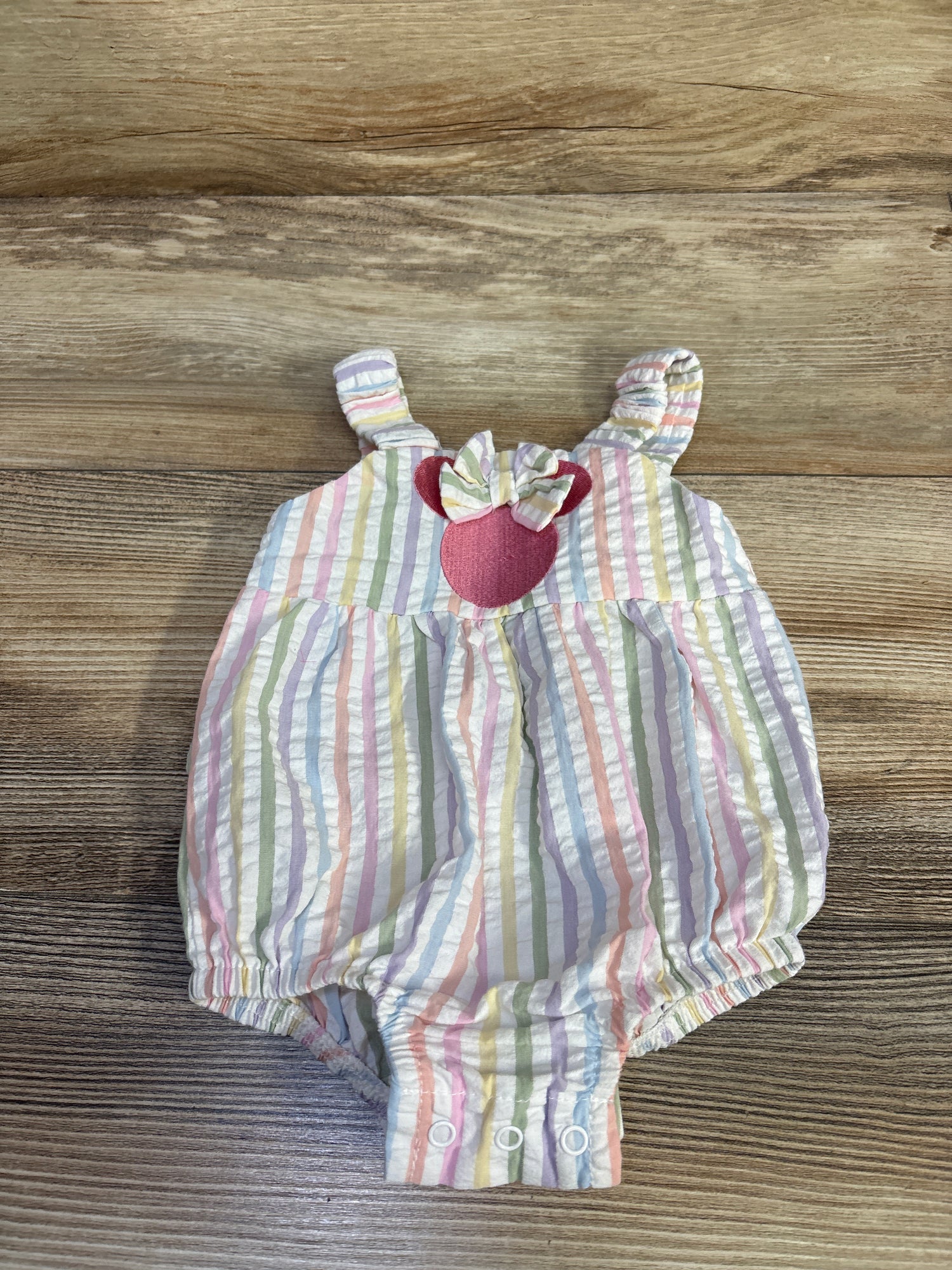 Disney Baby Striped Minnie Mouse Shortie Romper White sz 0-3m