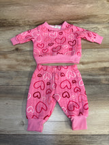 Just Lizzy Ribbed 2pc Heart Print Sweatshirt Pink sz 0-3m