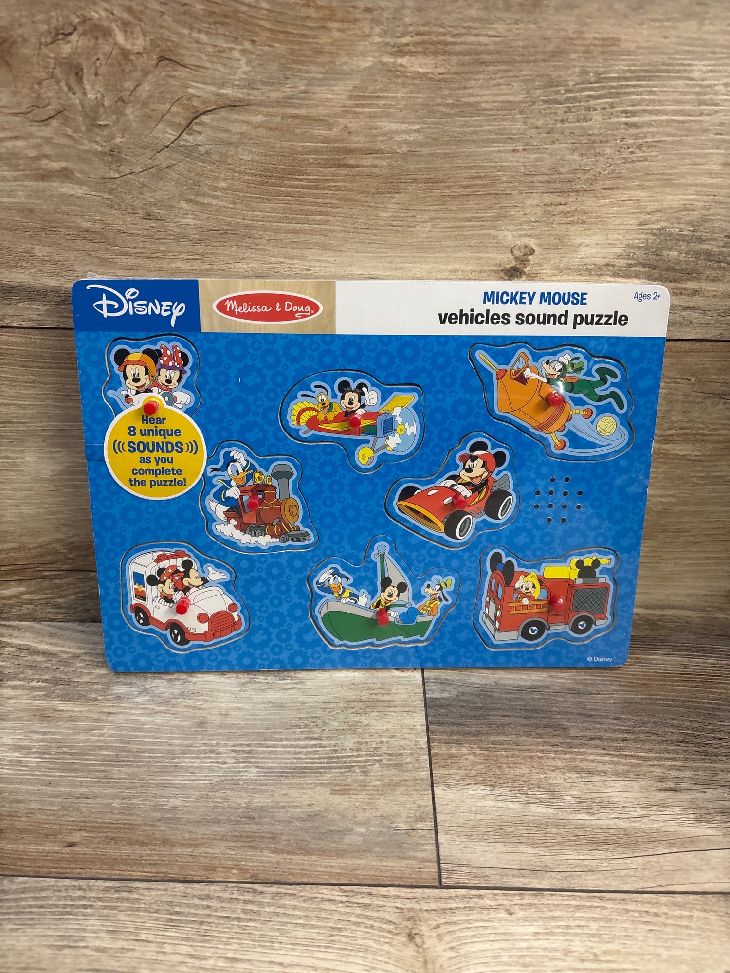 NEW Melissa & Doug Disney Mickey Mouse & Friends Vehicles Sound Puzzle 8pc