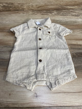 Old Navy Striped Button Front Romper Beige sz 6-12m