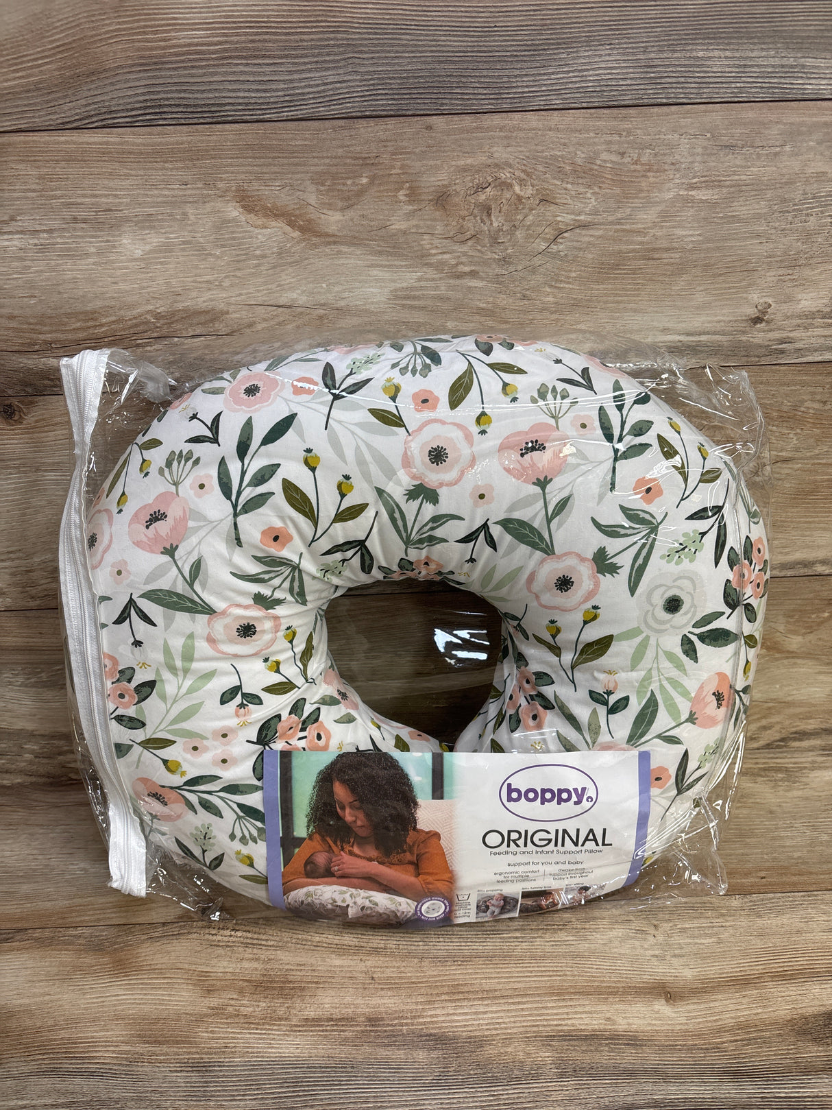 Boppy Nursing Pillow with Pink Garden Slipcover