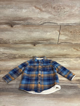 Cat & Jack Plaid Button Down Sherpa Lined Jacket Blue sz 18m