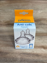 NEW Dr Brown's Wide Neck Baby Bottle Nipple, Level 3 Medium/Fast Flow 2pk