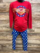Motherhood Maternity 3pc Super Pregnant Superhero Costume Set Red sz Small