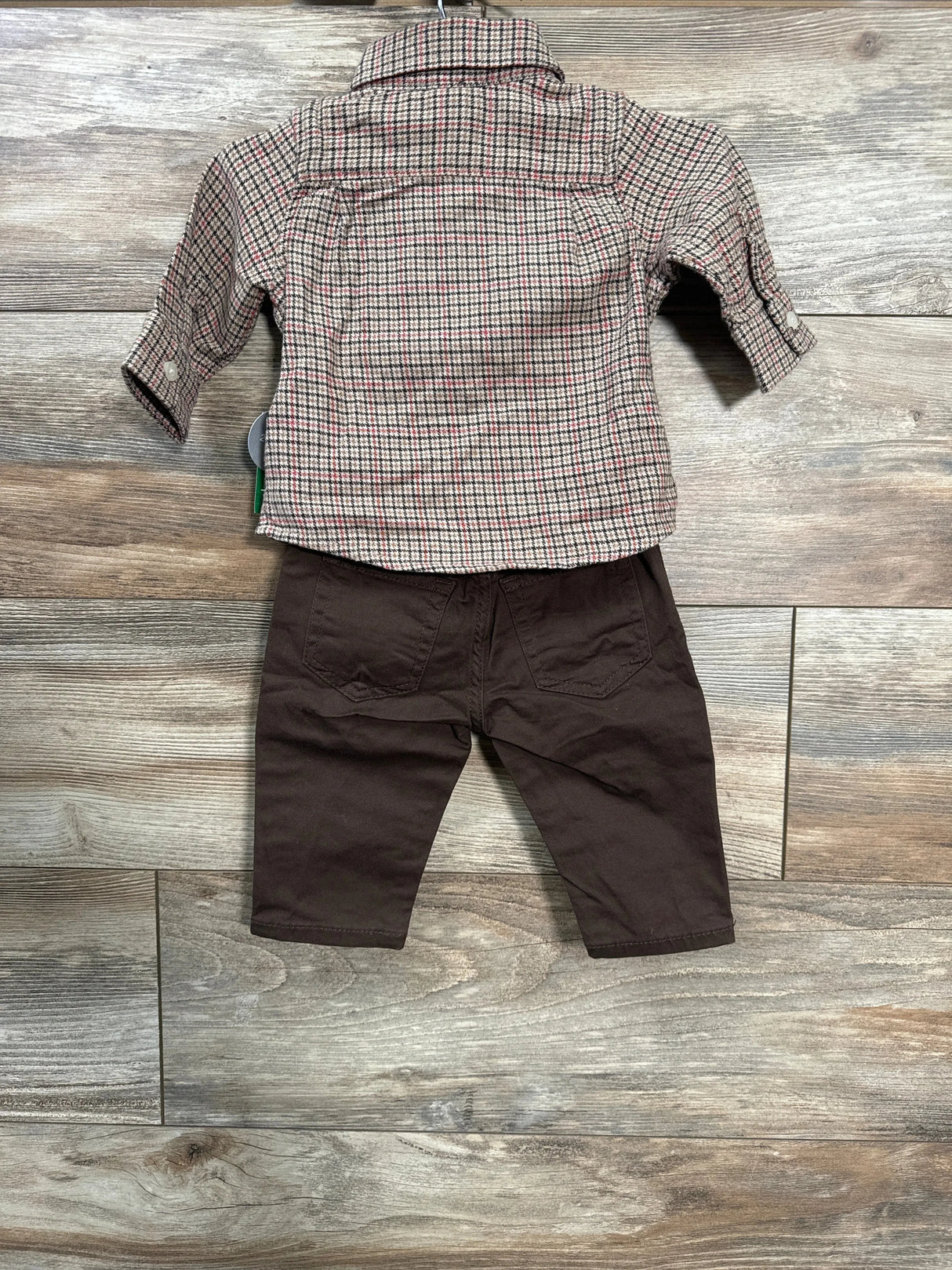 NEW Baby Gap Plaid Brown Outfit Set sz 3-6m