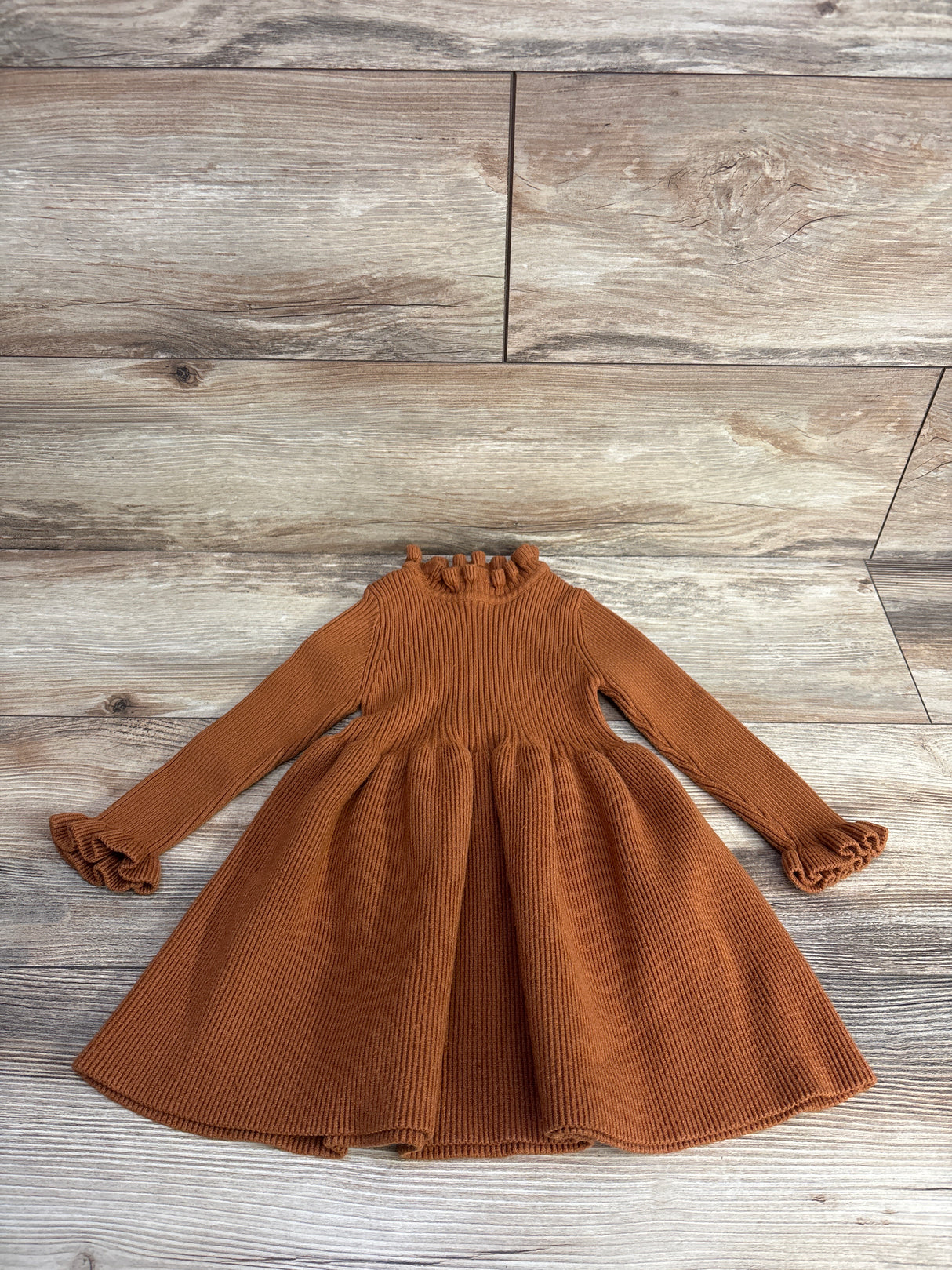 Simplee Kids Ribbed Knit Sweater Dress Brown sz 18-24m