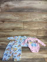 Disney Baby 3pc Princess Sweater, Bodysuit & Pants Set Blue sz 12m