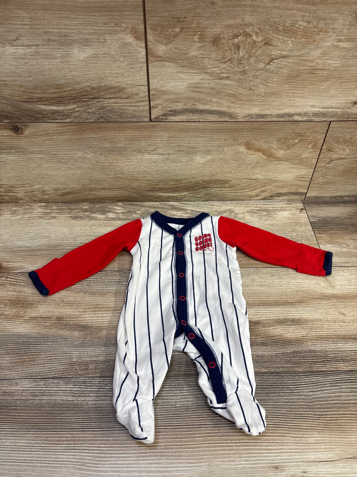 Carter's Baseball Snap Sleeper White sz Newborn