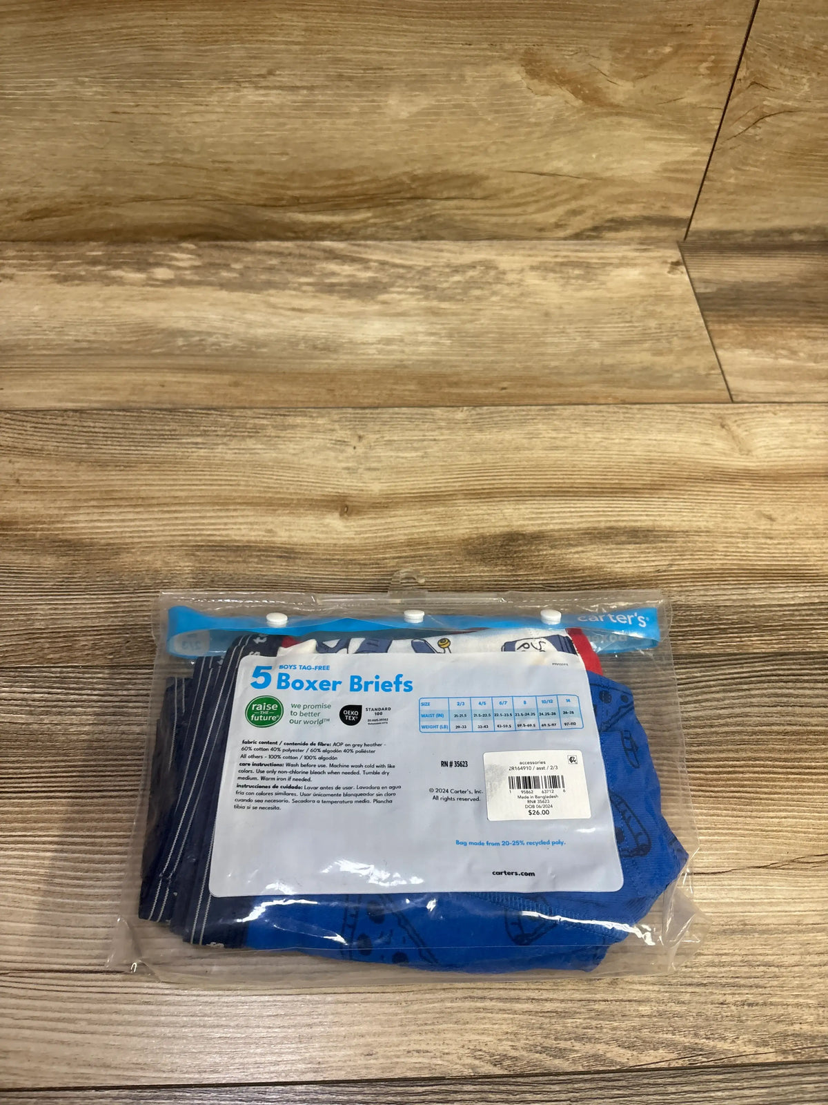 NEW Carter's 5pk Boys' Boxer Briefs Blue sz 2/3T
