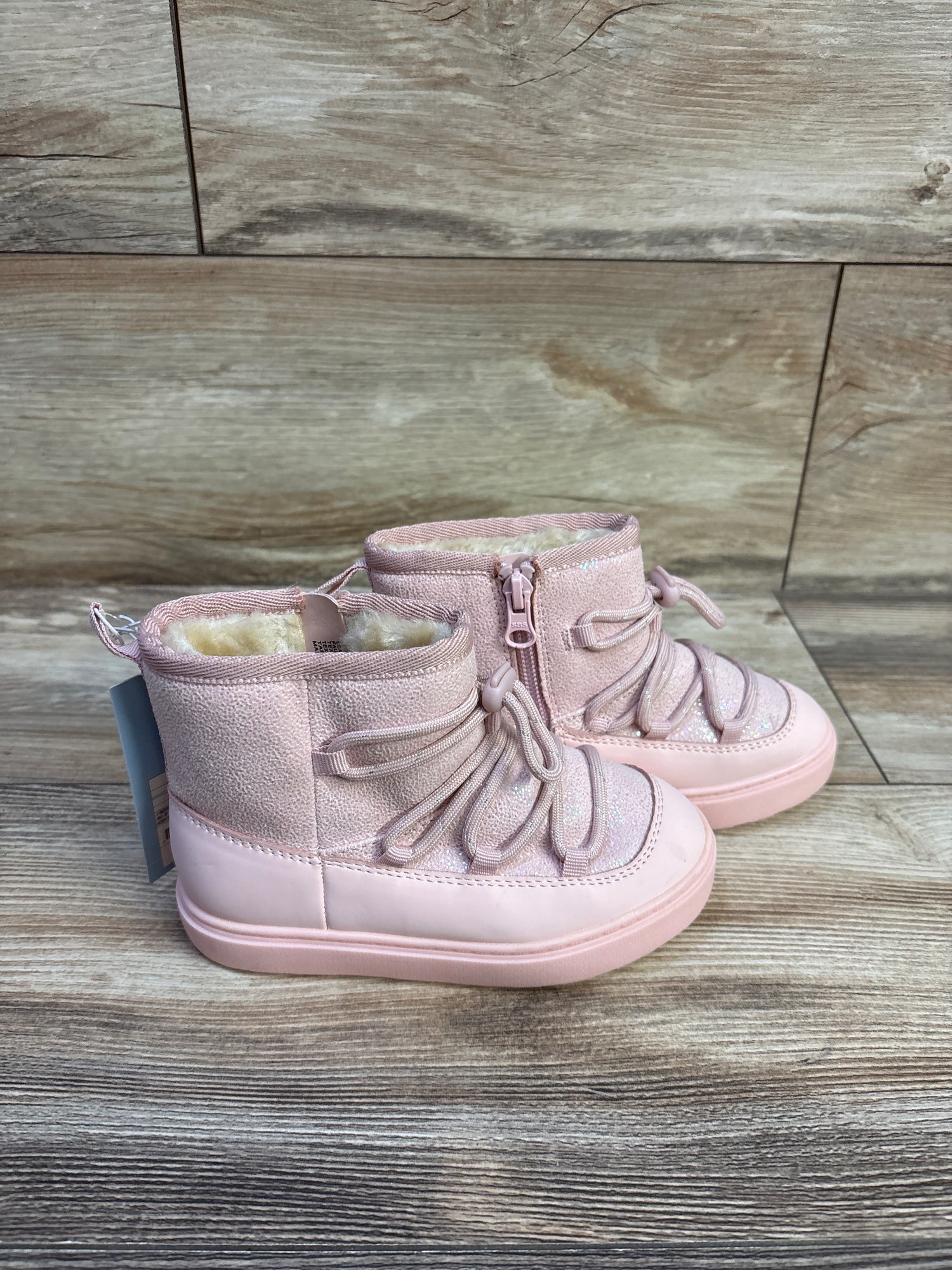NEW Cat & Jack Sophia Fur-Lined Winter Boots Pink sz 9c