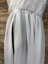 Maternity Sheer Open-Belly Lace Photoshoot Dress White sz XL