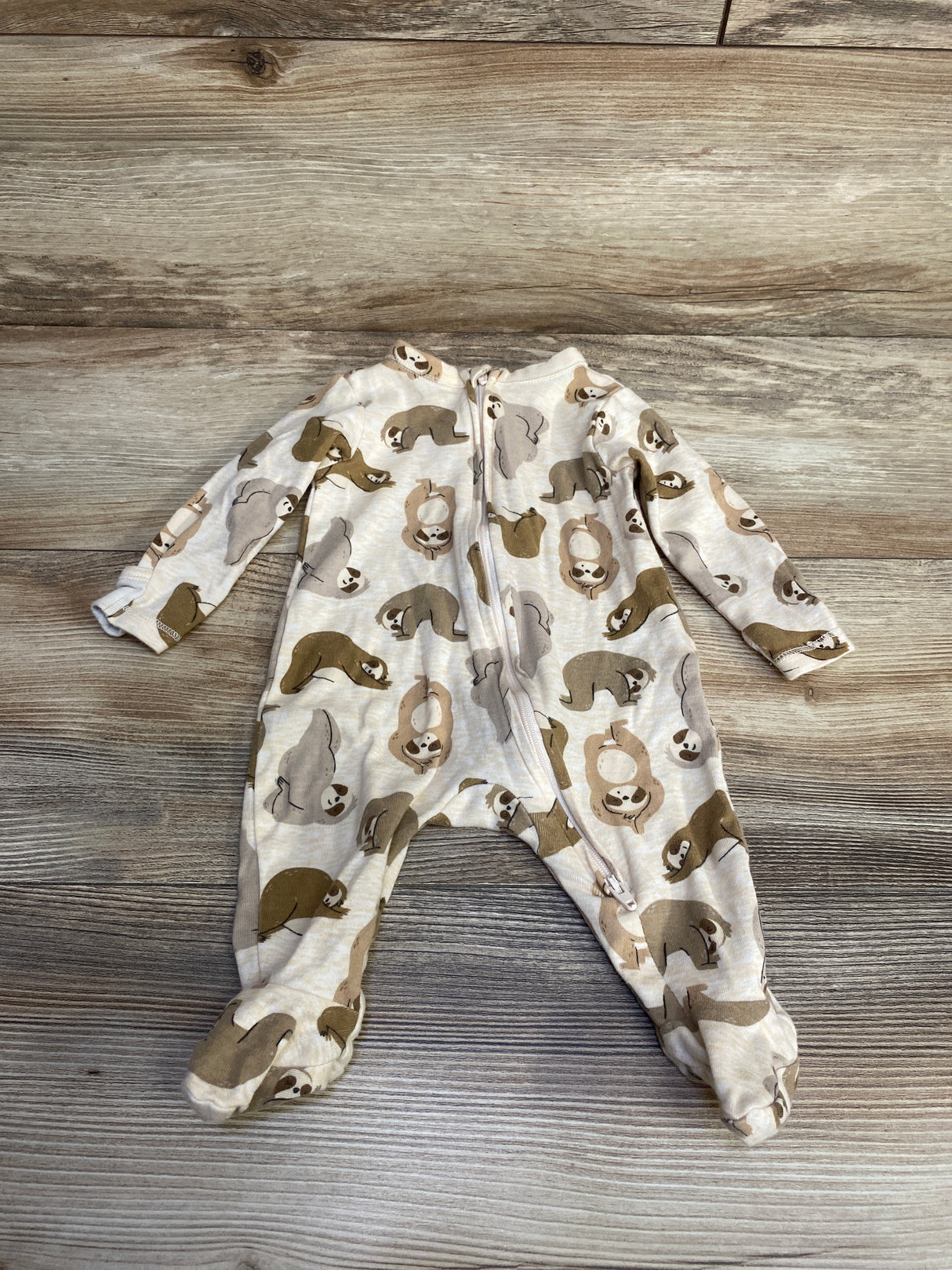 Old Navy Sloth Print Sleeper Oatmeal sz 0-3m