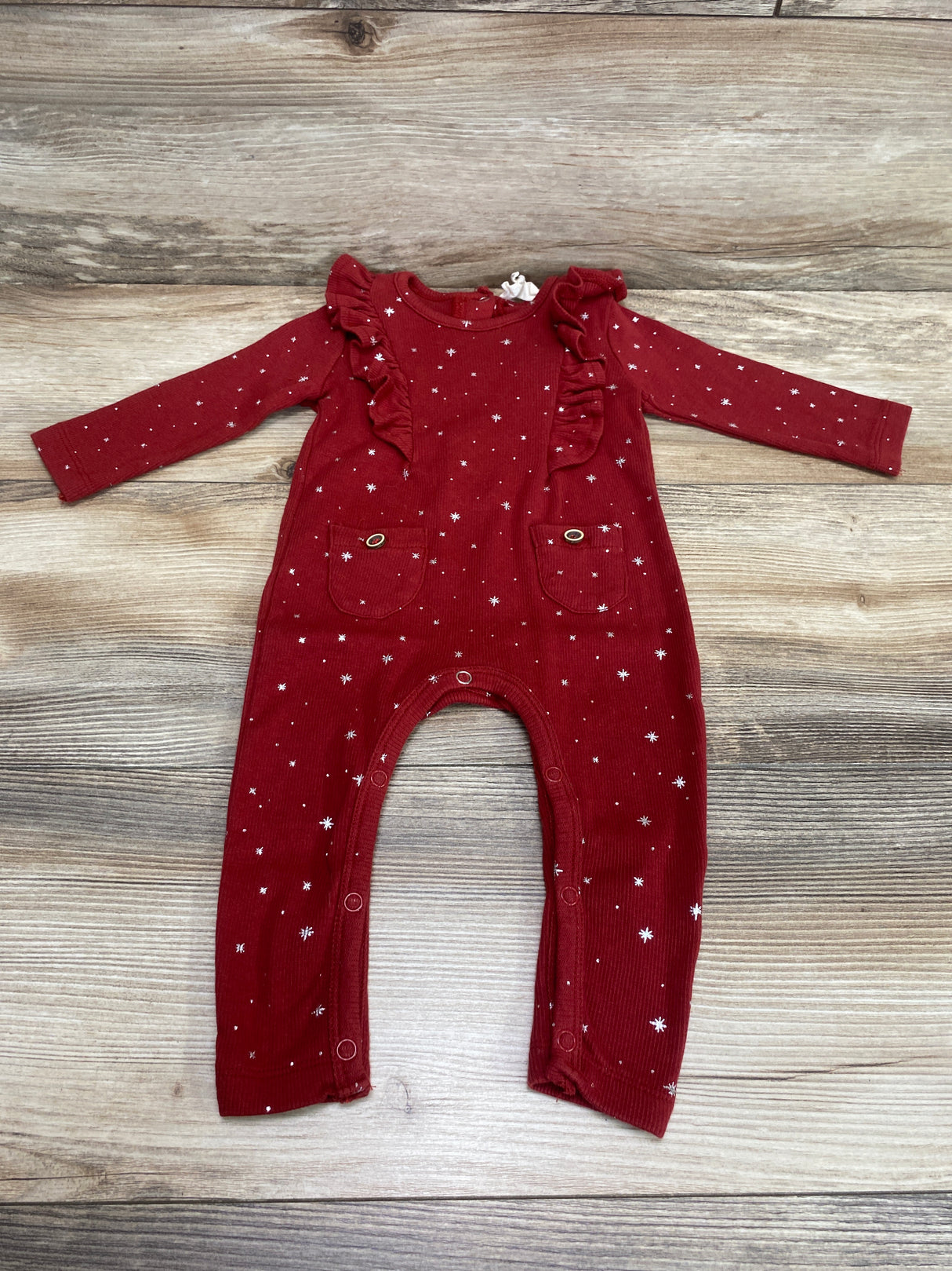 Jessica Simpson Ruffle Trim Coverall Red sz 6-9m