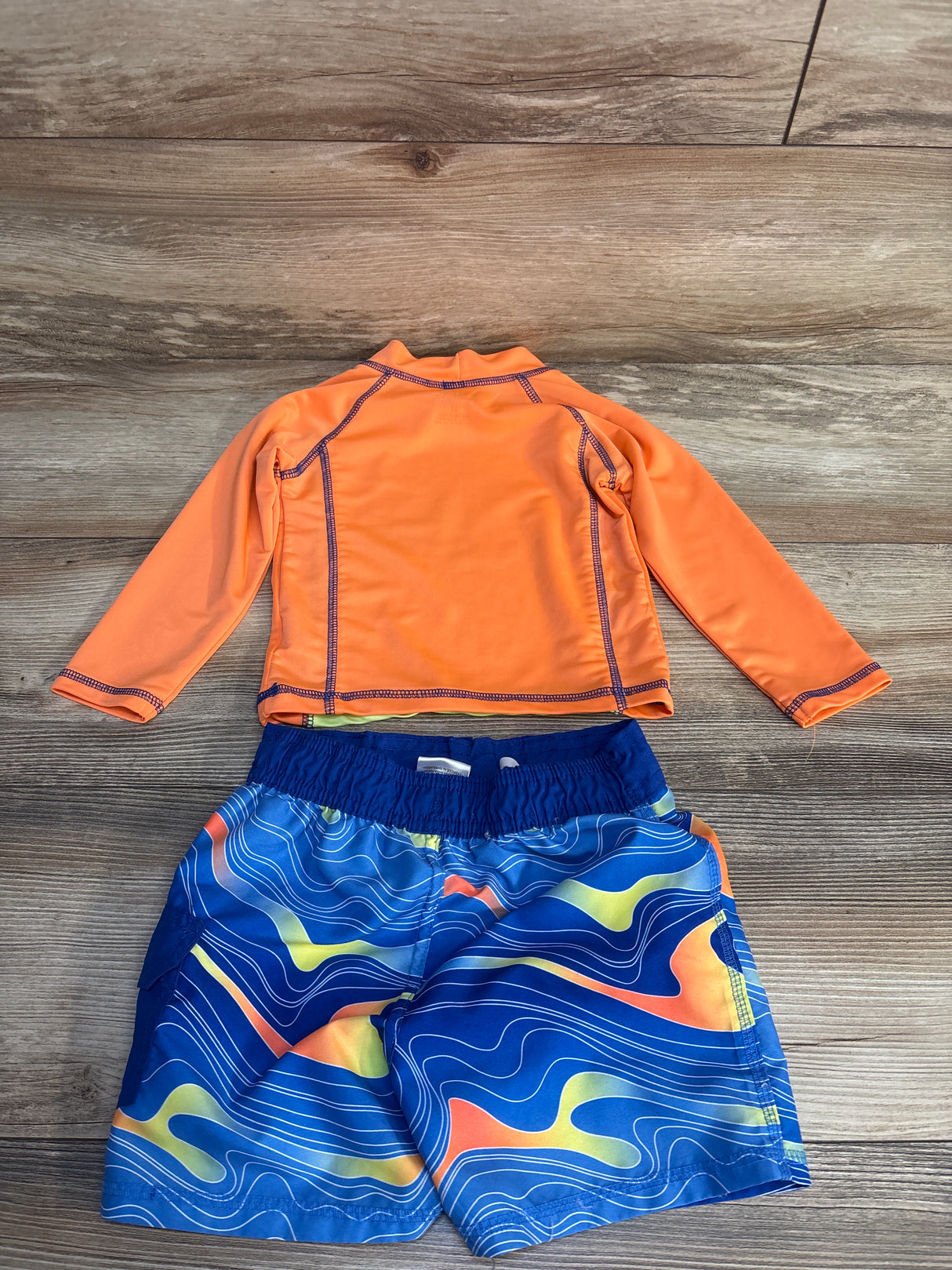 Mick Mack 2pc Coolest Fish In The Sea Rash Guard Set Orange sz 2T