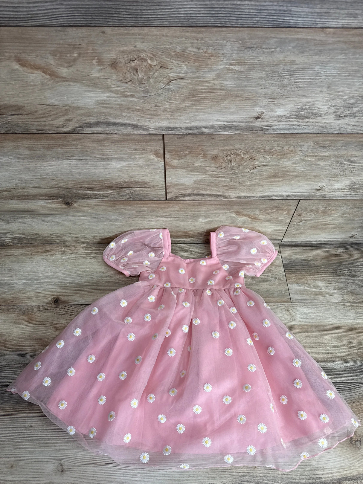 Janie & Jack Embroidered Daisy Tulle Dress Light Pink sz 4T