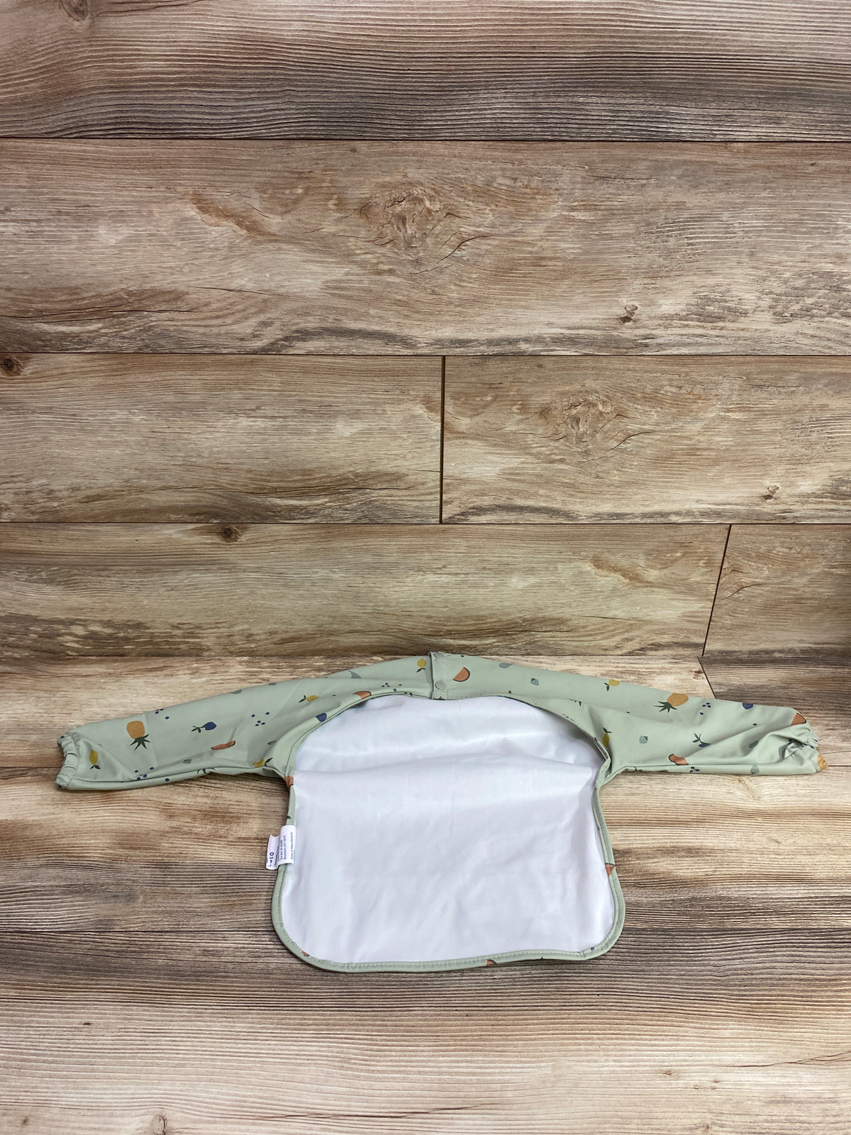 Lalo Long Sleeve Smock Bib in Sage Fruit sz 6-24m