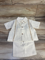 NWOT Handmade Linen Guayabera 2pc Set Ivory sz 3T