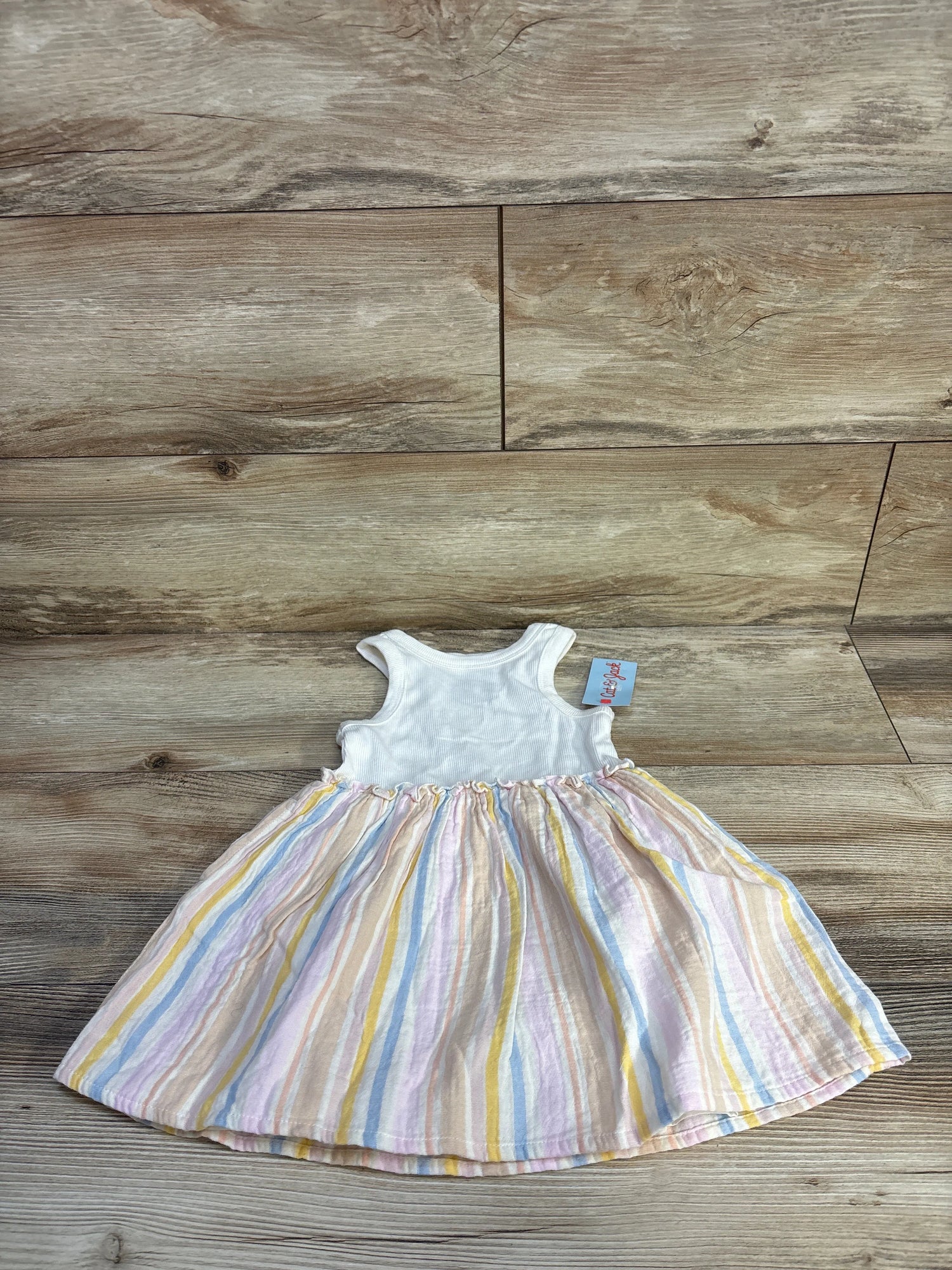 NEW Cat & Jack Striped Multicolored Tank Dress White sz 2T