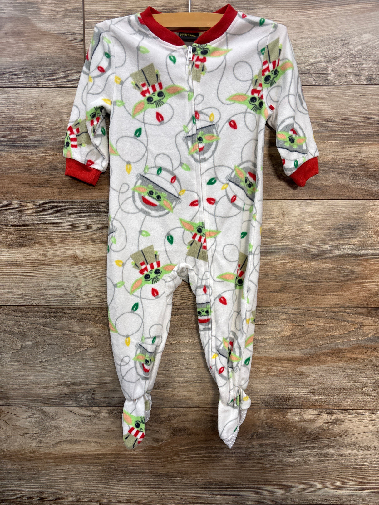 Star Wars Baby Yoda Christmas Blanket Sleeper White sz 18m