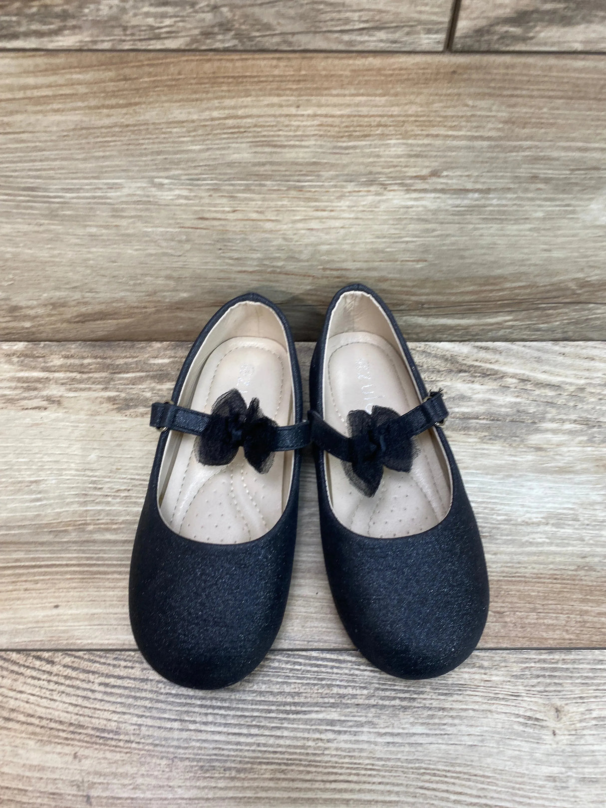 Zula Mary Jane Black Flats With Bow Sz 12c