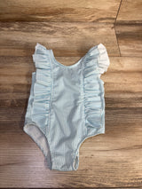 Striped Ruffle 1pc Swimsuit White sz 2T